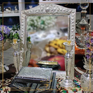 آینه شمعدان چهارگوش تاجدار گل و مرغ برجسته 40در50